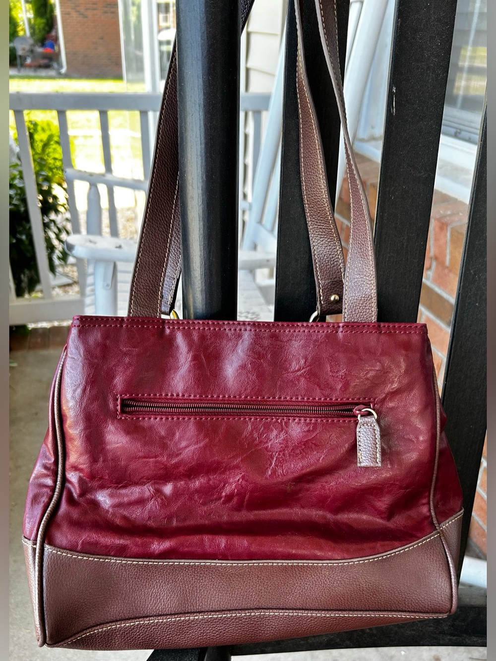 Sonoma Burgundy Shoulder Bag with Brown Straps - Picture 2 of 6